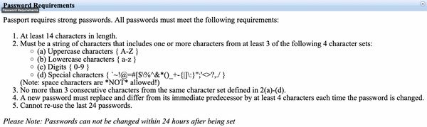 Intelink Passport dumb password rule screenshot