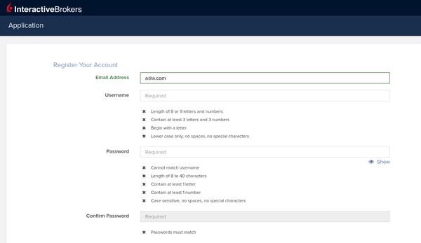 Interactive Brokers dumb password rule screenshot